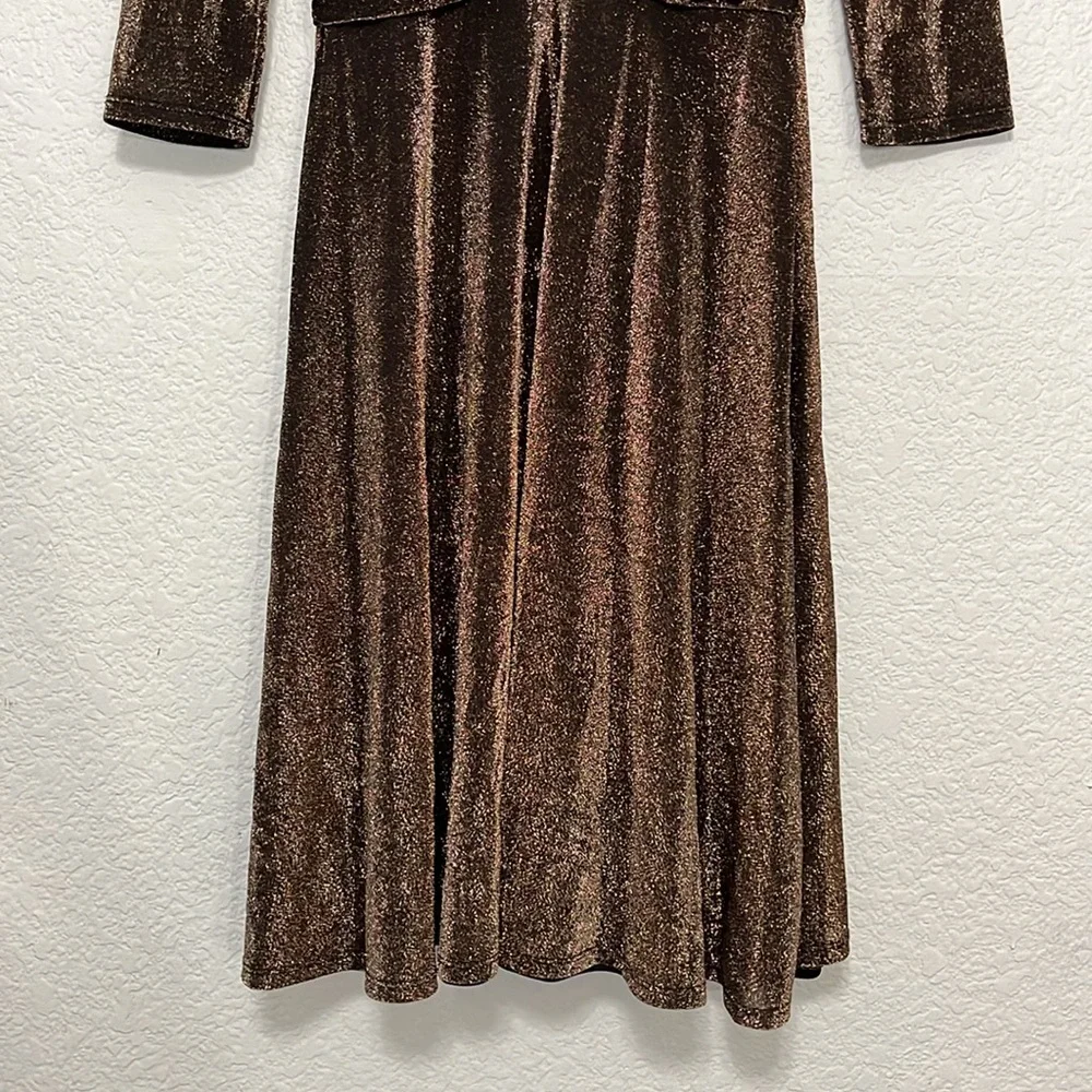 Eliza J Bronze Metallic Faux Wrap Dress - Picture 12 of 15